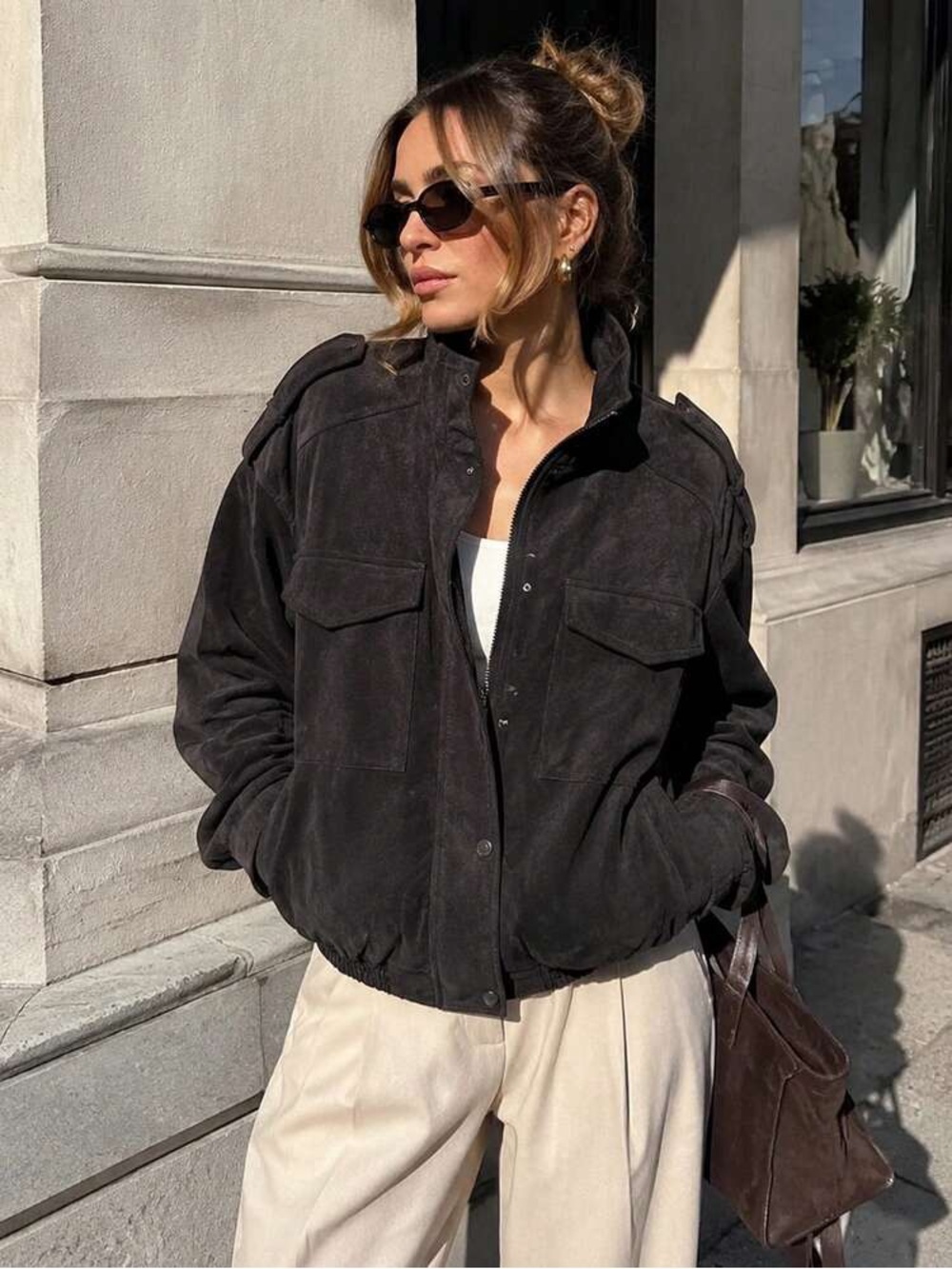 Zara 100% Suede Leather Pocket Jacket NWT - Picture 14 of 16